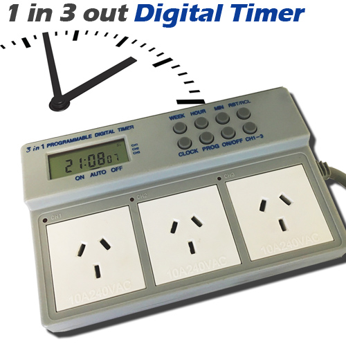 1 in 3 out digital timer